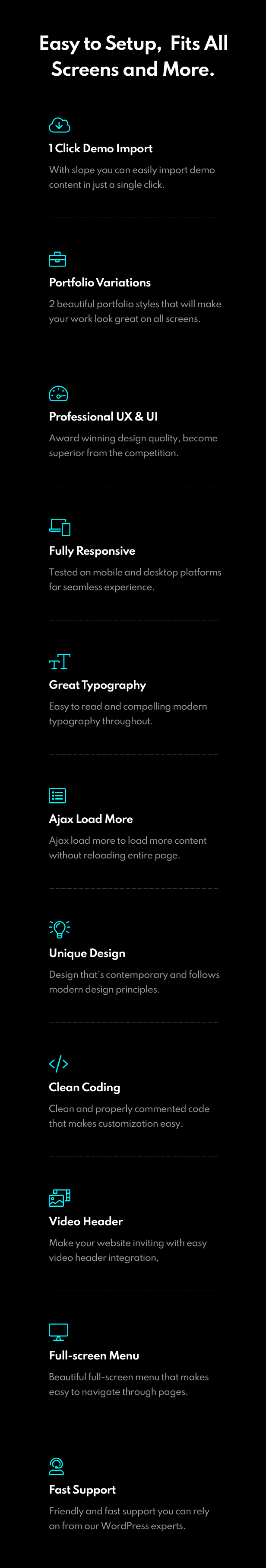 Slope Creative WordPress Theme Features